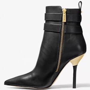 Michael Kors Black Heeled Boots with Buckle Detail